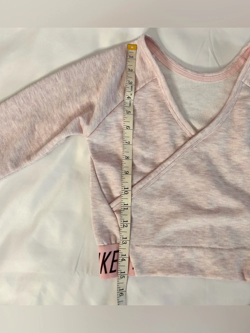 Nike Kid Studio Pink Heathered Crossover Cropped Sweatshirt Size Small